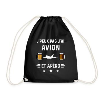 j'peux pas j'ai avion et apéro - Sac de sport léger - noir - Devant