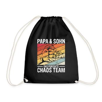 Papa & Sohn Das Perfekte Chaos Team - Vatertag Bes - Turnbeutel - Schwarz - Vorne