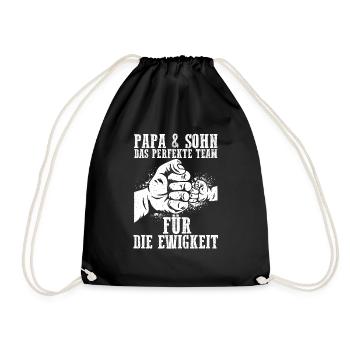 Papa & Sohn Das Perfekte Chaos Team Für Die Ewigke - Turnbeutel - Schwarz - Vorne