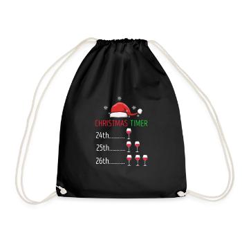 Christmas Timer Retro Funny Wine Lover Designs - Drawstring Bag - black - Front