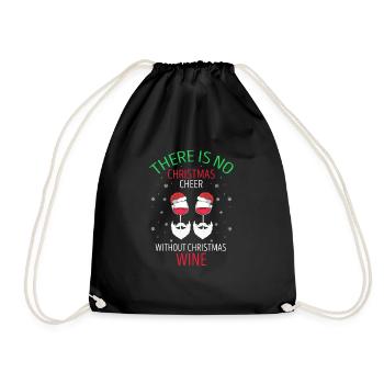 No Christmas Cheer Without Christmas Wine - Drawstring Bag - black - Front