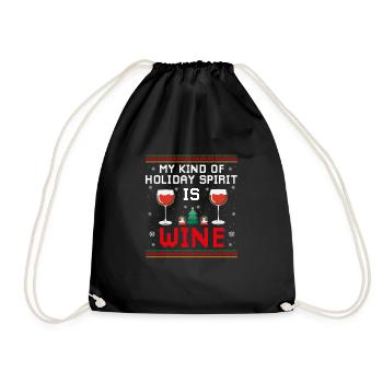 My Kind Of Holiday Spirit Is Wine Retro Funny - Drawstring Bag - black - Front