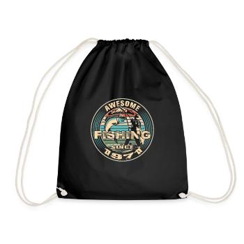 Awesome since 1971. Angel, angler's birthday - Drawstring Bag - black - Front