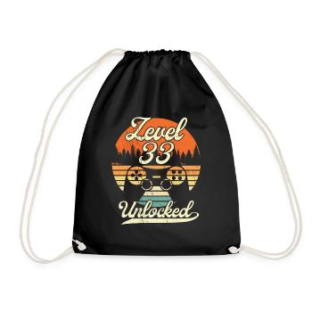 Level 33 Unlocked Men Gamer 33 Birthday Gamer - Drawstring Bag - black - Front