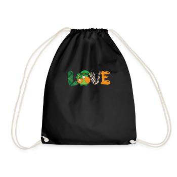 St Patricks Day Glückszwerg Liebe Leopard Plaid - Turnbeutel - Schwarz - Vorne