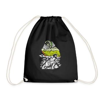 Funny Lemon Cake Design - Drawstring Bag - black - Front