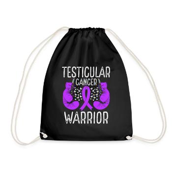 Testicular Cancer Warrior Awareness Ribbon Gloves - Drawstring Bag - black - Front