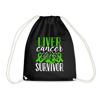 Liver Cancer Awareness Ribbon Gloves Survivor - Drawstring Bag - black - Front