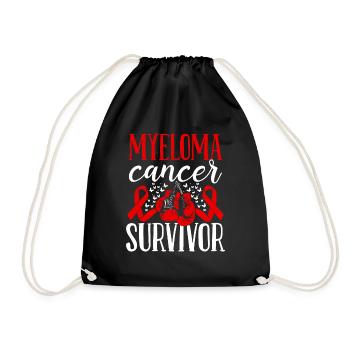 Myeloma Cancer Awareness Ribbon Gloves Survivor - Drawstring Bag - black - Front
