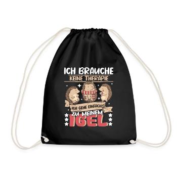 Igel Waldtier Ich brauche keine Therapie - Turnbeutel - Schwarz - Vorne