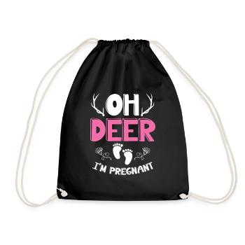 Oh Deer Im Pregnant Schwangerschaft Geburt - Turnbeutel - Schwarz - Vorne
