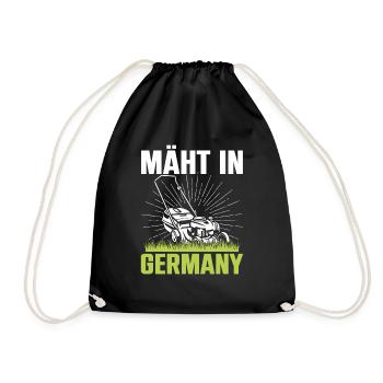 Mäht In Germany Garten Gartenarbeit Rasenmäher - Turnbeutel - Schwarz - Vorne