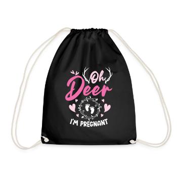 Oh Deer Im Pregnant Schwangerschaft Geburt - Turnbeutel - Schwarz - Vorne