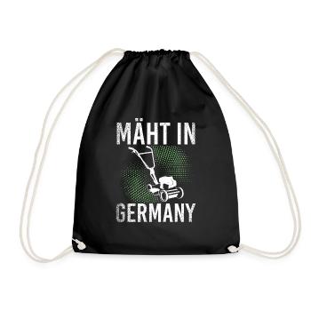 Mäht In Germany Garten Gartenarbeit Rasenmäher - Turnbeutel - Schwarz - Vorne