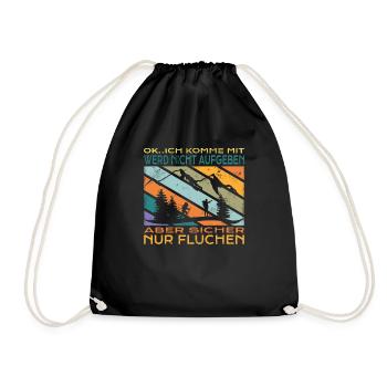 Wandern Zubehör Wanderer Motiv - Turnbeutel - Schwarz - Vorne