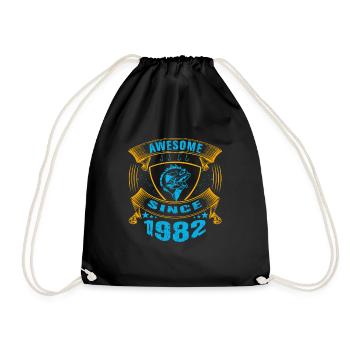 Awesome since 1982. Angel, Angler Geburtstag - Turnbeutel - Schwarz - Vorne