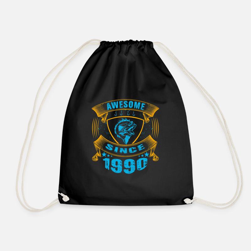 Awesome since 1990. Angel, Angler Geburtstag - Turnbeutel - Schwarz