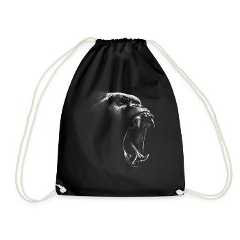 Gorilla screaming - Drawstring Bag - black - Front