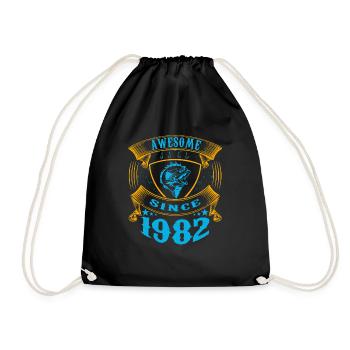 Awesome since 1982. Angel, Angler Geburtstag - Turnbeutel - Schwarz - Vorne