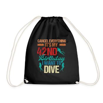 42 Year Old Scuba Diver Birthday Idea Snorkeling - Drawstring Bag - black - Front