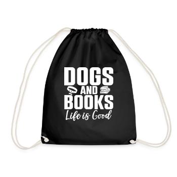 Dogs And Books Life Is Good Dog Owner Paws - Drawstring Bag - black - Front