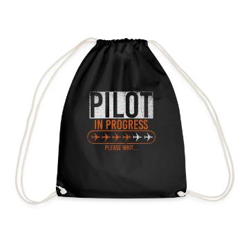 Pilot In Progress Please Wait Loading Plane - Drawstring Bag - black - Front