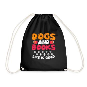 Dogs And Books Life Is Good Dog Owner Paws - Drawstring Bag - black - Front