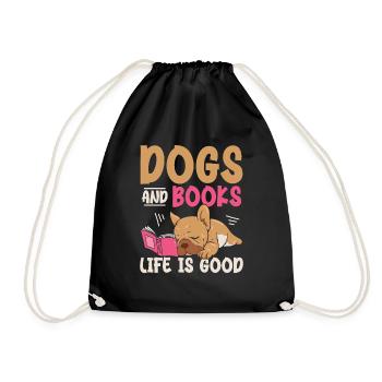 Dogs And Books Life Is Good Dog Owner Paws - Drawstring Bag - black - Front