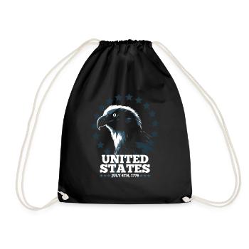 United States July 4 Eagle - Drawstring Bag - black - Front