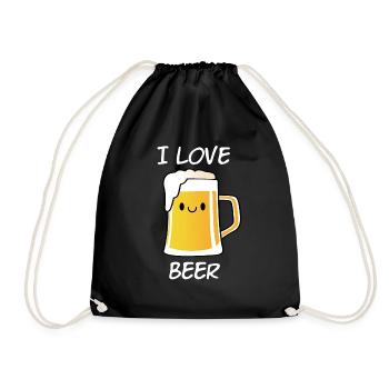 I love beer - Drawstring Bag - black - Front
