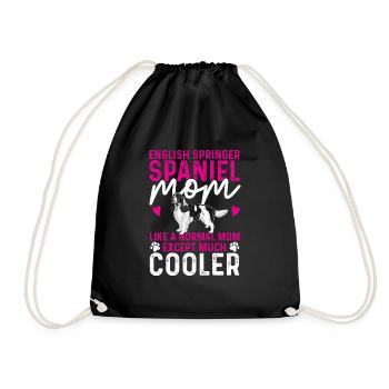 English Springer Spaniel Dog - Drawstring Bag - black - Front