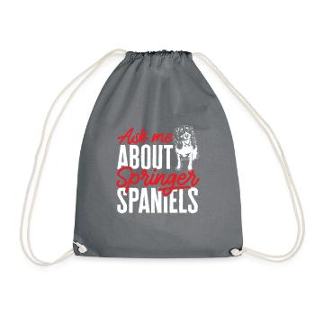 English Springer Spaniel Dog - Drawstring Bag - grey - Front