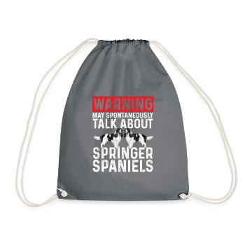 English Springer Spaniel Dog - Drawstring Bag - grey - Front