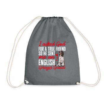 English Springer Spaniel Dog - Drawstring Bag - grey - Front