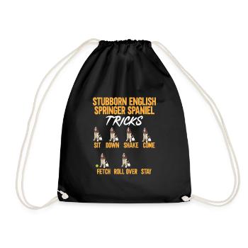 English Springer Spaniel Dog - Drawstring Bag - black - Front