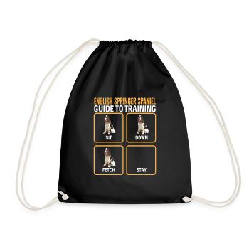 English Springer Spaniel Dog - Drawstring Bag - black - Front