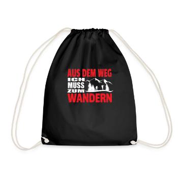 Wandern Zubehör Wanderer Motiv - Turnbeutel - Schwarz - Vorne