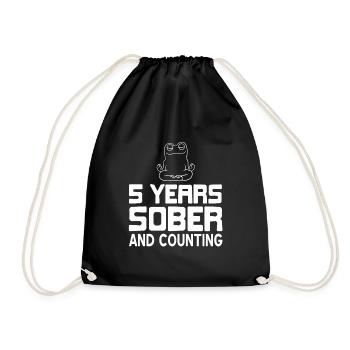 5 Years Sober And Counting Retro Sobriety T-Shirt - Turnbeutel - Schwarz - Vorne