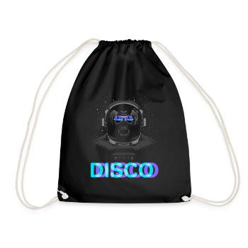 Skull astronaut disc - Drawstring Bag - black - Front