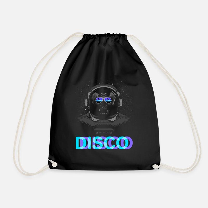 Skull astronaut disc - Drawstring Bag - black