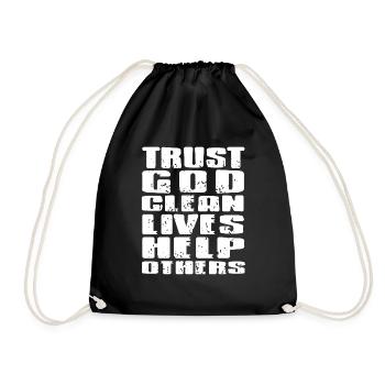Trust God Clean Lives Help Others Retro Sober - Turnbeutel - Schwarz - Vorne