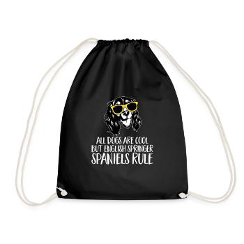 English Springer Spaniel Dog - Drawstring Bag - black - Front