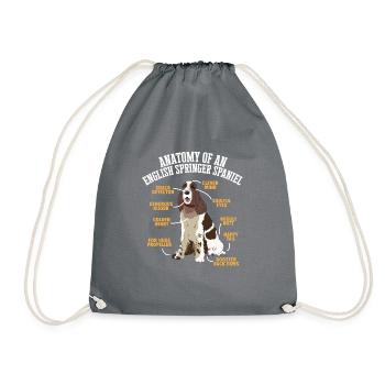 English Springer Spaniel Dog - Drawstring Bag - grey - Front