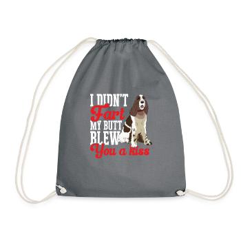 English Springer Spaniel Dog - Drawstring Bag - grey - Front