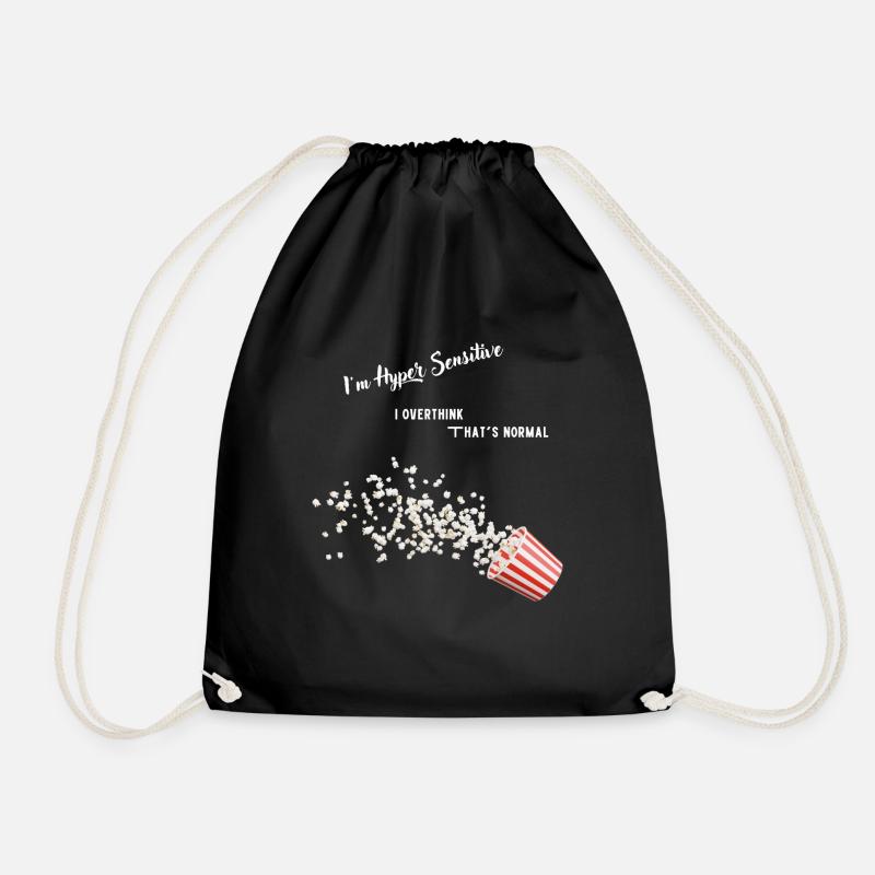 Overthink - Drawstring Bag - black