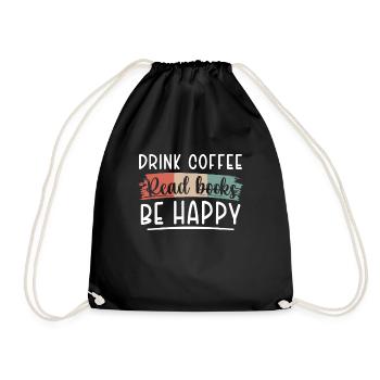 Boire du café, lire des livres, être heureux - Sac de sport léger - noir - Devant