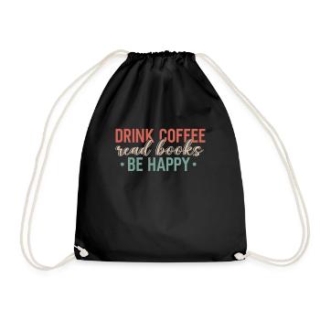 Boire du café, lire des livres, être heureux - Sac de sport léger - noir - Devant