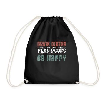Boire du café, lire des livres, être heureux - Sac de sport léger - noir - Devant