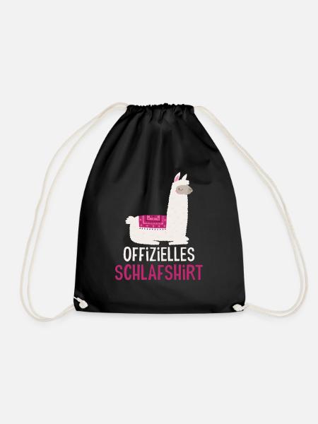 Lama Offizielles Schlafshirt Alpaka Tier - Turnbeutel - Schwarz