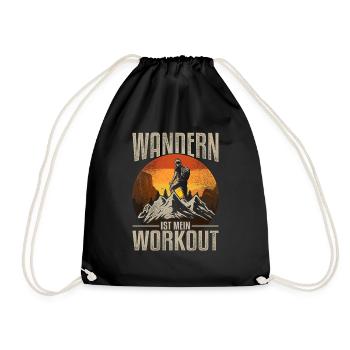 Wandern Lustig Workout für Wanderer Bergsteiger - Turnbeutel - Schwarz - Vorne